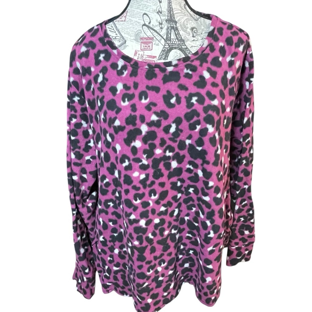 Pink and Black Boxy Blouse with Leopard Print